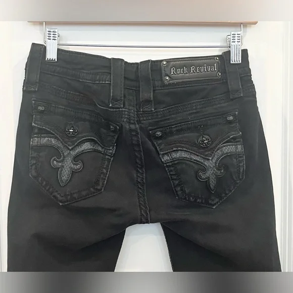 Rock Revival Marisa Black Denim Skinny Jeans Womens Low-Rise Casual Size 26x32 - Picture 5 of 11